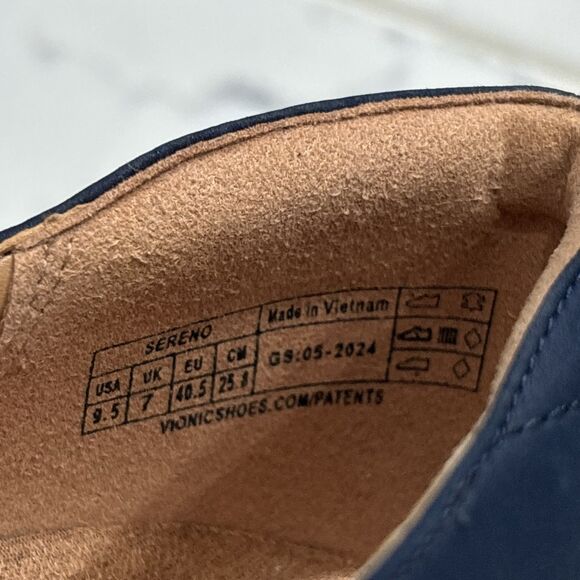 Vionic Serano Wedge Pump Womens 9.5 Blue Black Nubuck Leather Minimalist - Picture 2 of 11